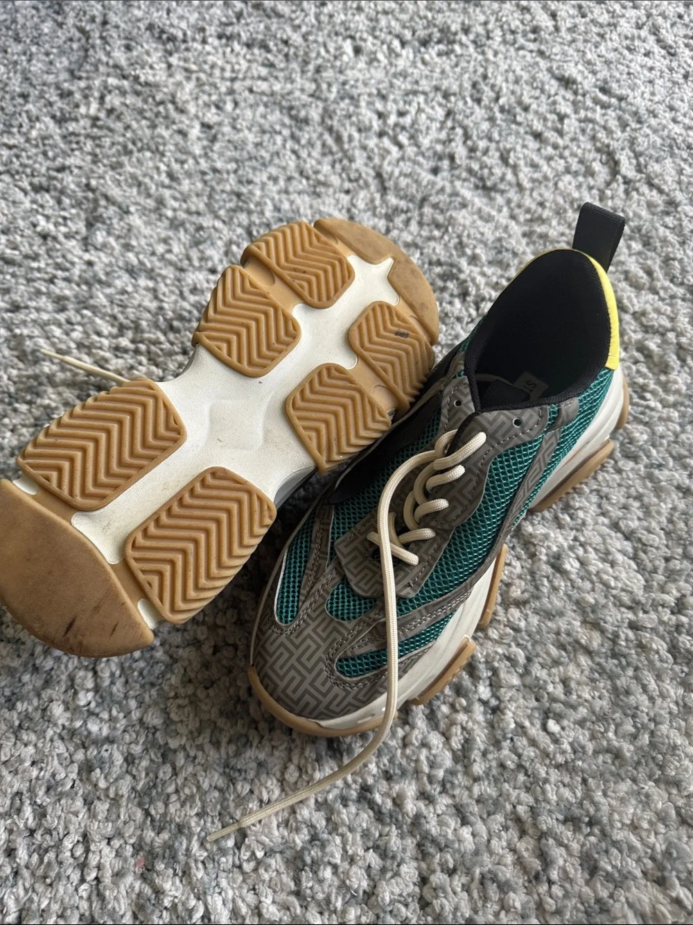 Steve Madden Gray Teal Athletic Sneakers with Cream Laces